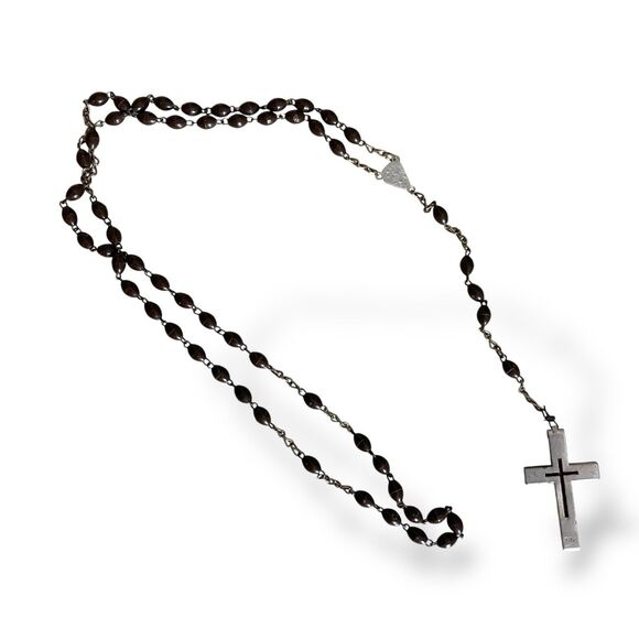 Vintage Catholic Religious  Black Rosary Beads - Picture 1 of 6